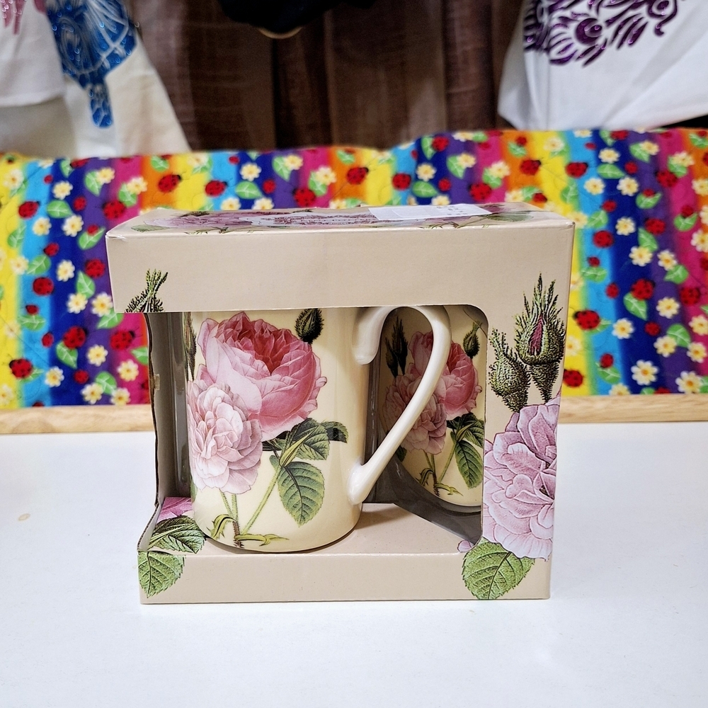 KENT POTTERY PEONY MUG AND COASTER SET